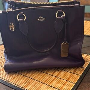 Coach Deep Purple Leather Satchel